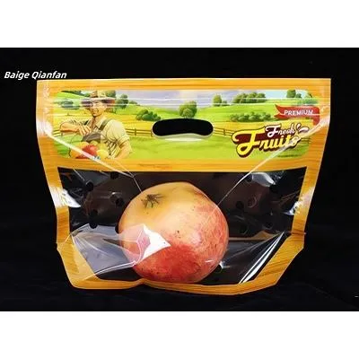 Brugerdefineret plastikpose emballage madpakning taske bærbare plastikposer til emballage banan frugtgrøntsager druepose med hånden