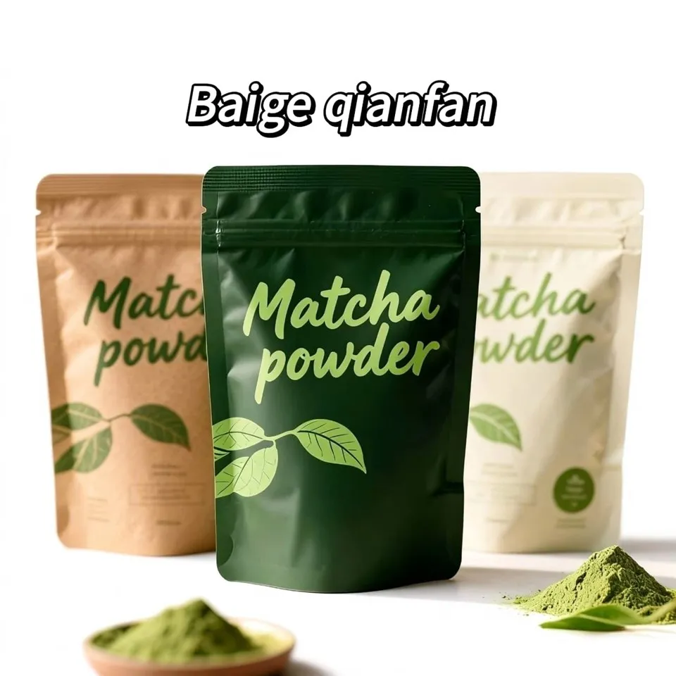Matcha Powder Stand Up lynlås emballagepose