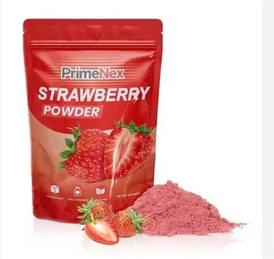 Brugerdefineret trykt jordbærpulverpose Stand Up Mylar lynlåstaske til Dragon Fruit Pulver Fugtsikker frugtpulveremballage