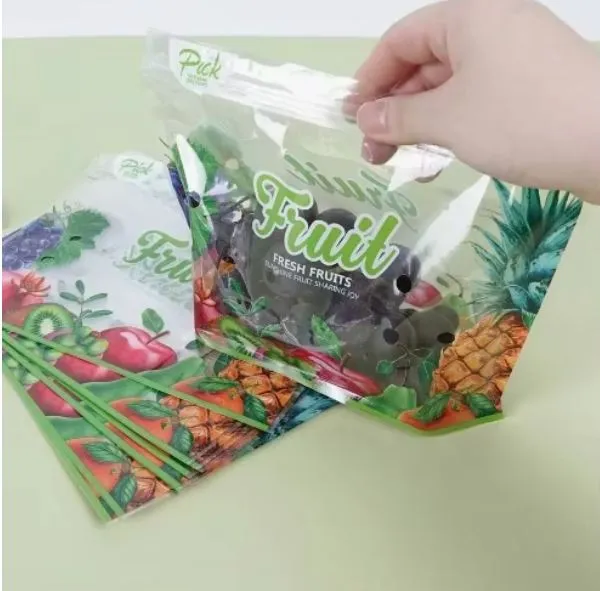 Engros højkvalitets frugt- og grøntsagstaske med håndtag og lufthul